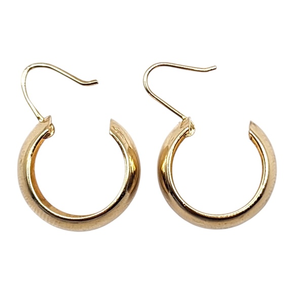 14 Karat Yellow Gold Wide Hoop Earrings #20448 - Picture 6 of 7